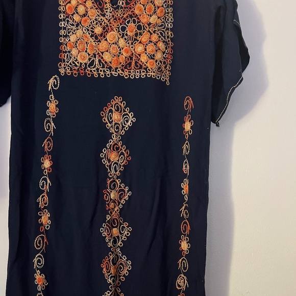 Vintage Caftan, Blue and Gold Tunic or Party Dress - Picture 4 of 14